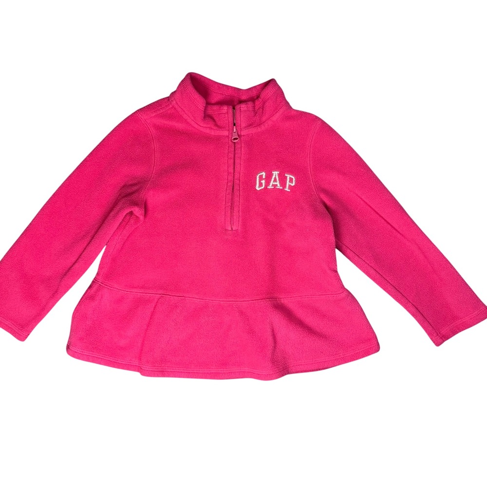 Baby Gap Toddler Girl Peplum Fleece Quarter Zip Pullover Pink 4T Coquette